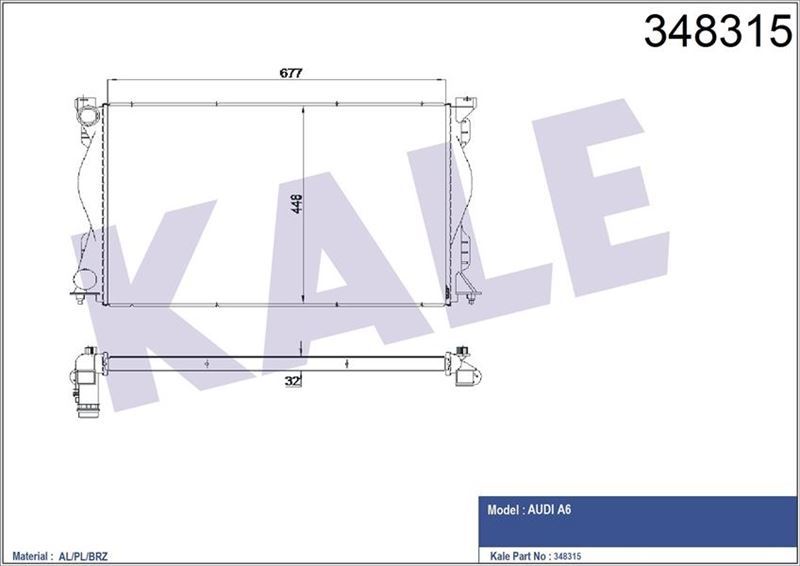 Kale 348315 Radyatör Al/Pl/Brz A6 Mt