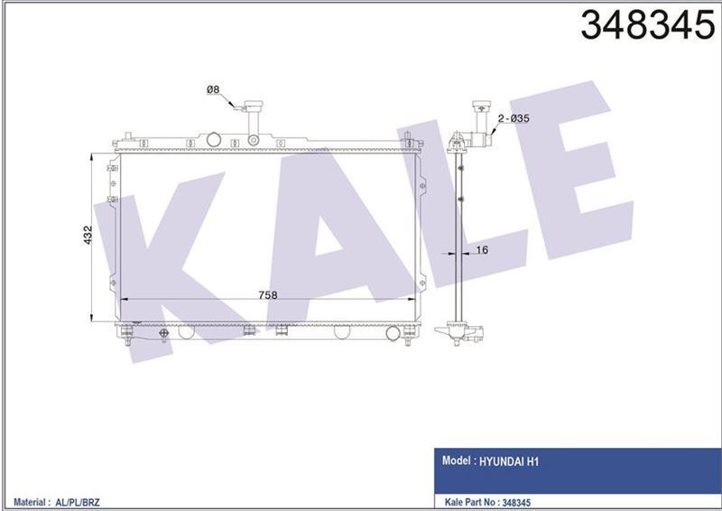 Kale 348345 Radyatör Mekanık H1 2008 Sonrası 25310-4H500