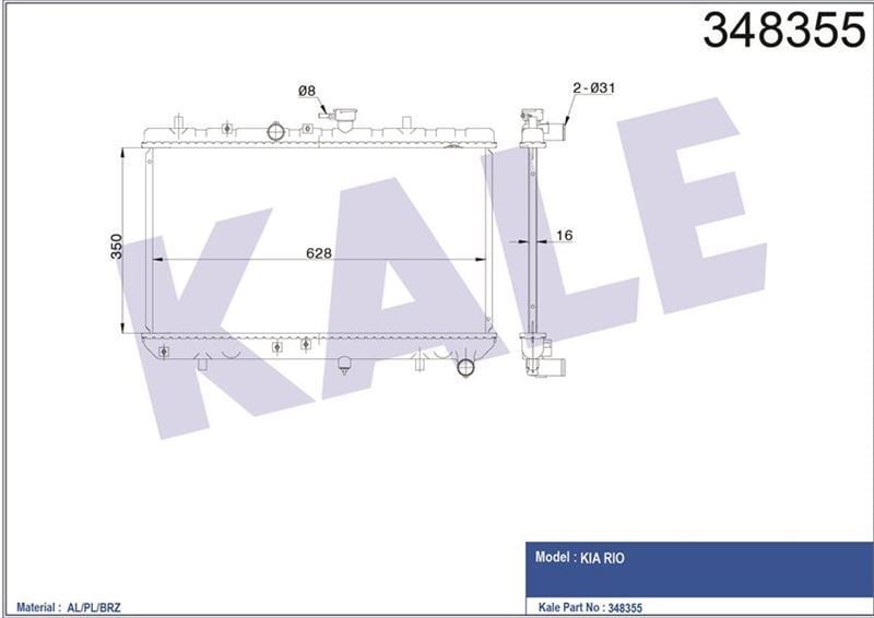 Kale 348355 Radyatör Mekanık Rıo 00-05 25310-Fd010