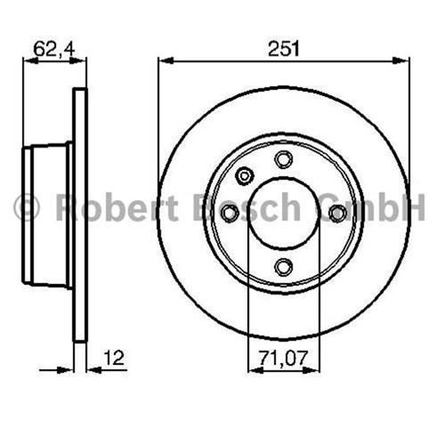 Bosch 986478879 Fren Diski Arka Xantıa 251.3X12 4 Delık