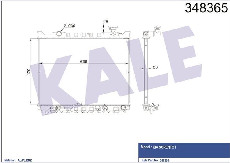 Kale 348365 Radyatör Otomatik Sorento 02-Â  25310-3E730