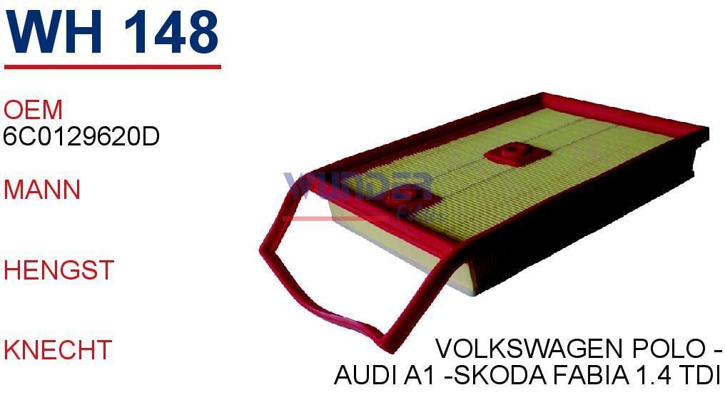 WUNDER WH148 HAVA FİLTRESİ - VOLKSWAGEN POLO -AUDİ A1 -SKODA FABİ