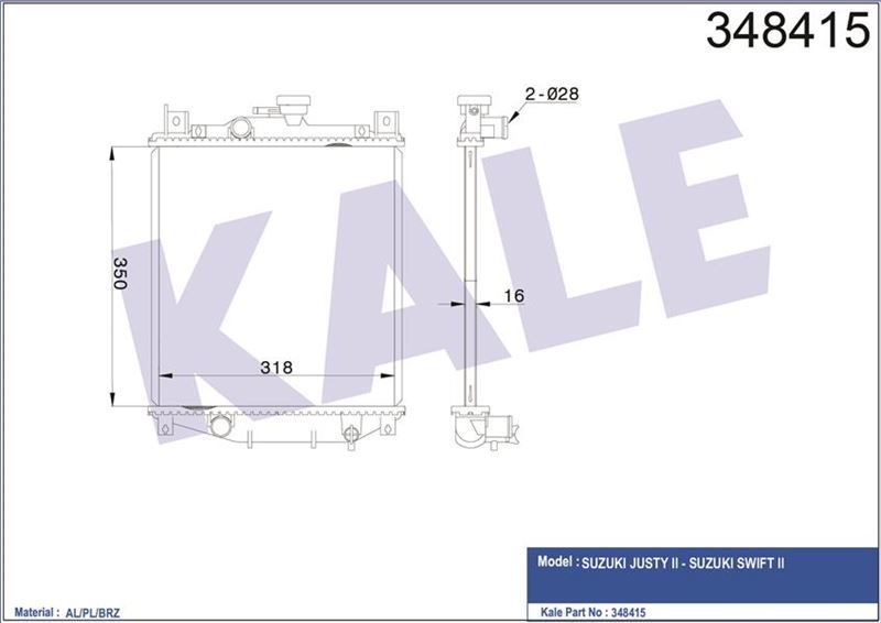 Kale 348415 Su Radyatör Suzukı Swıft Iı 90-01