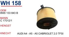 WUNDER WH158 HAVA FİLTRESİ - AUDI A4 - A5 - A5 CABRIOLET 2,0 TFSİ