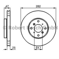 Bosch 986478982 Fren Diski Ön Accord Vı 98-03 Havalı 282Mm