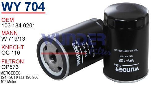 WUNDER WY704 YAĞ FİLTRESİ - MERCEDES 124 - 201 KASA 190 - 200 102