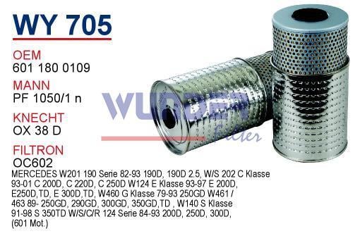 WUNDER WY705 YAĞ FİLTRESİ - MERCEDES 124 KASA 190 - 200 601 MOTOR