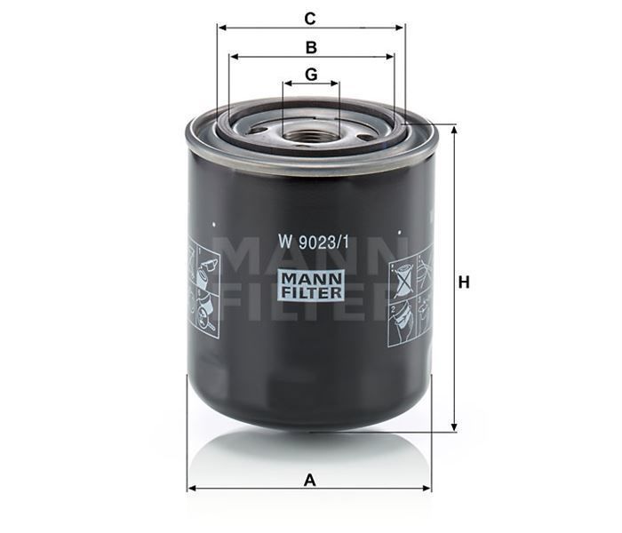 Mann W90231 Yağ Filtresi Scanı 4 Serı 94-164 -G G230 G490 -P P230