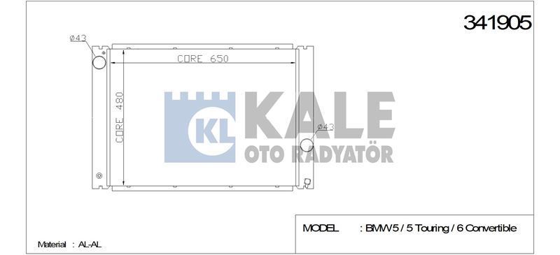 Kale 341905 Su Radyatörü Bmw 5 E60 E61 Bmw 6 Bmw 7 E65 E66 Brazın