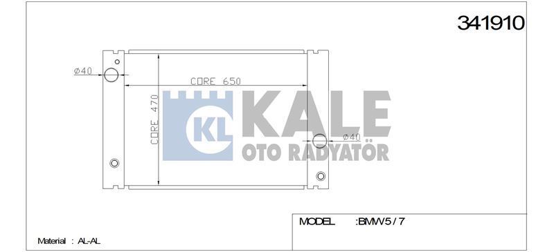 Kale 341910 Su Radyatörü Bmw 5 2003 Sonrası E60 E61 5.20I At Ac Bmw 7 03-