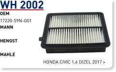 WUNDER WH2002 HAVA FİLTRESİ - HONDA CİVİC 1,6 DİZEL 2017 -