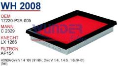 WUNDER WH2008 HAVA FİLTRESİ - HONDA CiViC 1.4 95-01 -V HATCBACK