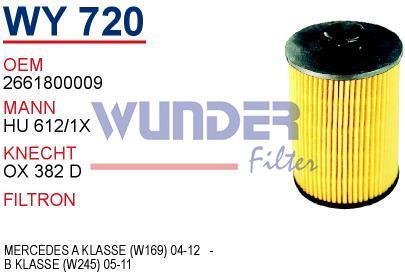 WUNDER WY720 YAĞ FİLTRESİ - MERCEDES A KLASSE(W169) 04-12 - B KLA