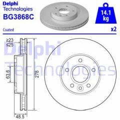 Delphi Bg3868C Fren Diski Ön (5D 278Mm) Focus Iı-Iıı C-Max S40 V5