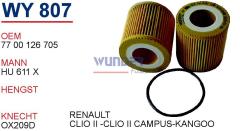 WUNDER WY807 YAĞ FİLTCLİO II -CLIO II CAMPUS-KANGOORESİ -