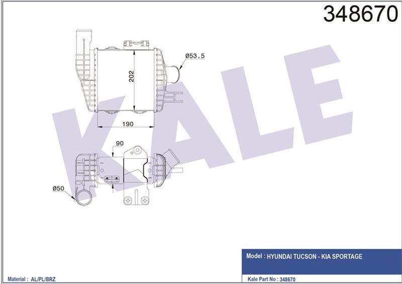 Kale 348670 Intercooler Radyatör Sportage Tucson 2.0 Crdı 2006 Sonrası 282