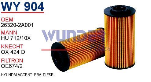 WUNDER WY904 YAĞ FİLTRESİ - KiA CERATO - SORENTO DiESEL