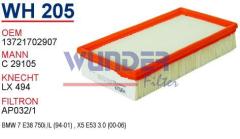 WUNDER WH205 HAVA FİLTRESİ - BMW E38 7.50i 10/01 - X5 4.4 i M73