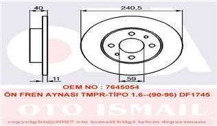 Fren Diski Ön 500 2007 Sonrası Tempra 2.0 Slx Tıpo Marea 1996 Sonrası Bravo I 1995 Sonrası P