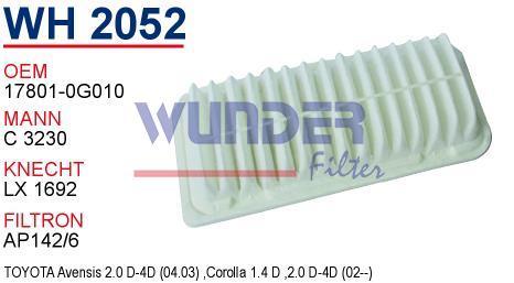 WUNDER WH2052 HAVA FİLTRESİ - TOYOTA COROLLA - AVENSiS D4D DiESEL