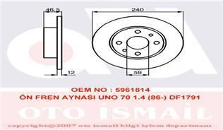 Valeo 186157 Fren Diski Ön Uno 70 Düz 240Mm