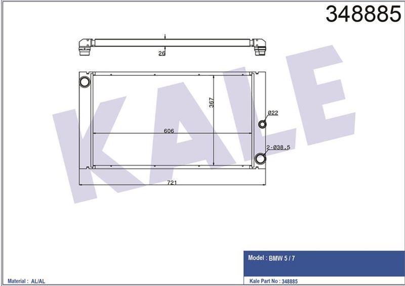 Kale 348885 Radyatör 2005 Sonrası 5 Serı E60 E61 7 Serı E65 E66 E67 + Os