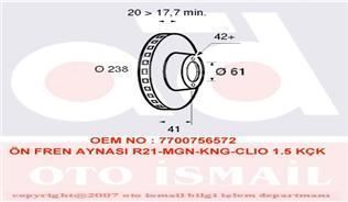 Valeo 186229 Fren Diski Ön Clıo Symbol Kangoo I 1998 Sonrası Megane I 95-