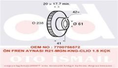 Valeo 186229 Fren Diski Ön Clıo Symbol Kangoo I 1998 Sonrası Megane I 95-