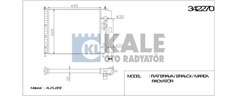 Kale 342270 Su Radyatörü Marea 96-99 Brava 95-98 1.4 12V 1.6 16V