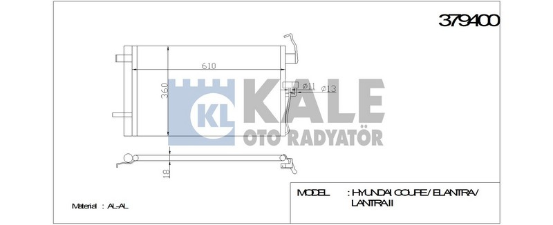 Kale 379400 Klima Radyatörü Hyundaı Coupeelantra Lantra Iı 1.6 Al