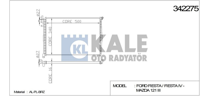 Kale 342275 Radyatör Fıesta Box-Fıesta Iv Al-Pl-Brz