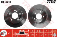 Trw Df1583 Fren Diski Arka Mercedes W124 W201 83-95 Düz 258Mm