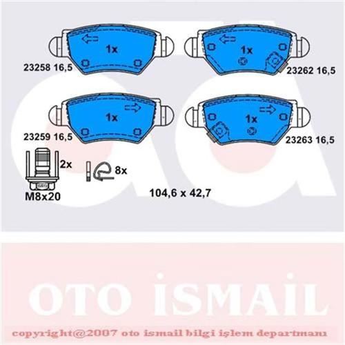 Bosch 986495250 Fren Balatası Arka Astra G 1998 Sonrası Corsa C 2000 Sonrası Zafıra