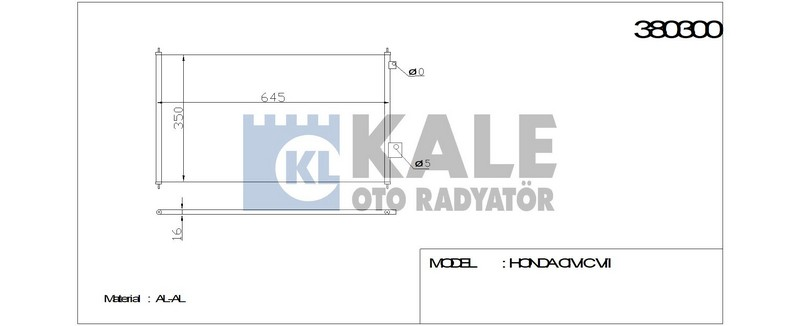 Kale 380300 Klima Radyatörü Cıvıc Vıı Al Al 615X360X16