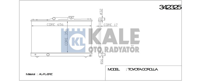 Kale 342325 Radyatör Corolla Ae101 Al-Pl-Brz 1.3 1.6 92-00