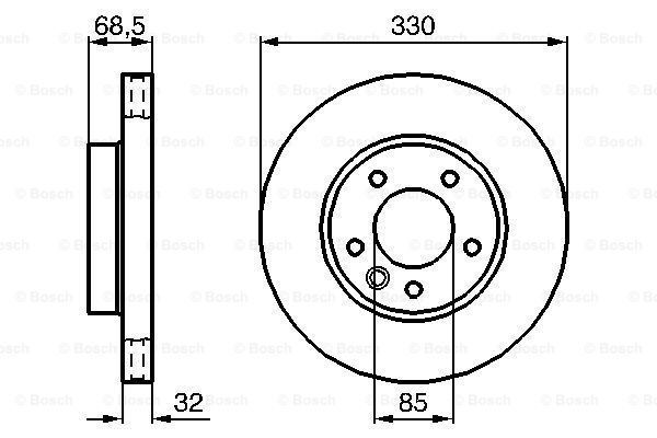 Bosch 986479250 Fren Diski Ön Sağ [330 32-30Mm . Hava Kanallı Kap