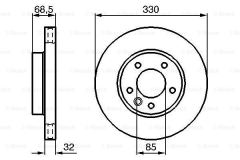 Bosch 986479250 Fren Diski Ön Sağ [330 32-30Mm . Hava Kanallı Kap