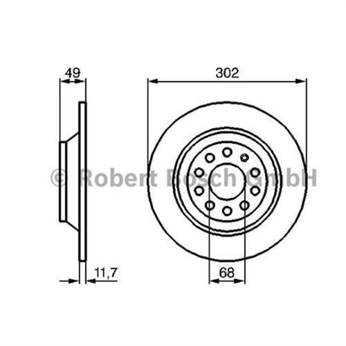 Bosch 986479257 Fren Diski Arka A6 04-11 302X11.7 9 Delık