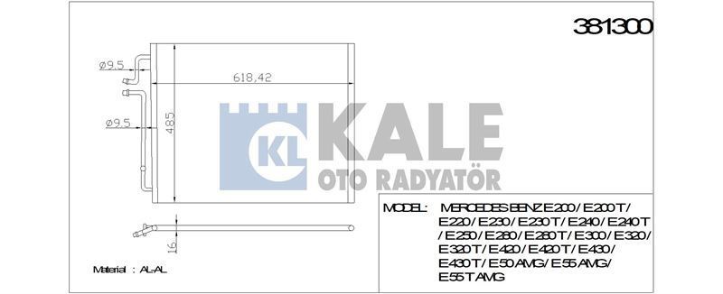 Kale 381300 Klima Radyatörü Mercedes W210 E200 1995 Sonrası 570X478X20