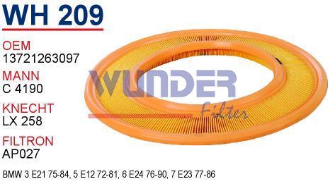 WUNDER WH209 HAVA FİLTRESİ - BMW E21 3 SERİE- E12 5 SERİE - E23 7