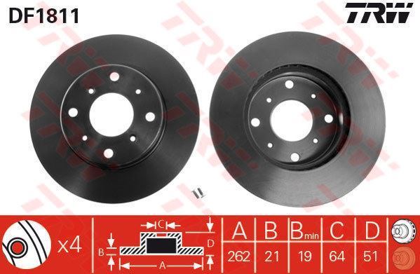 Trw Df1811 Fren Diski Ön Legend 1986 Sonrası / 800 1985 Sonrası Havalı 262Mm