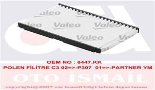 VALEO 698664 POLEN FİLTRESİ 307 00- 308 07- 1007 05- RCZ 10- / C2