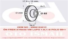 Valeo 186523 Fren Diski Ön Polo Iıı 1994 Sonrası Polo Iıı 1999 Sonrası Lupo 1998 Sonrası / A