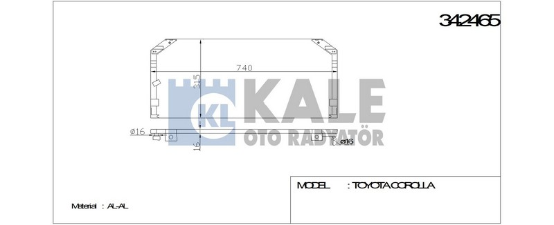 Kale 342465 Klima Radyatörü Corolla Compact-Lıftback-Wagon Al-Al