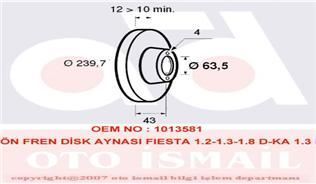 Valeo 186529 Fren Diski Ön Fıesta Iv 1995 Sonrası Ka 1996 Sonrası Tourneo Courıer