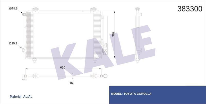 Kale 383300 Klima Radyatörü Corolla Al Al 630X382X16