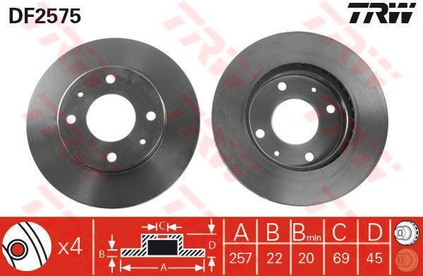 Trw Df2575 Fren Diski Ön Sonata 91-98 Havalı 257Mm