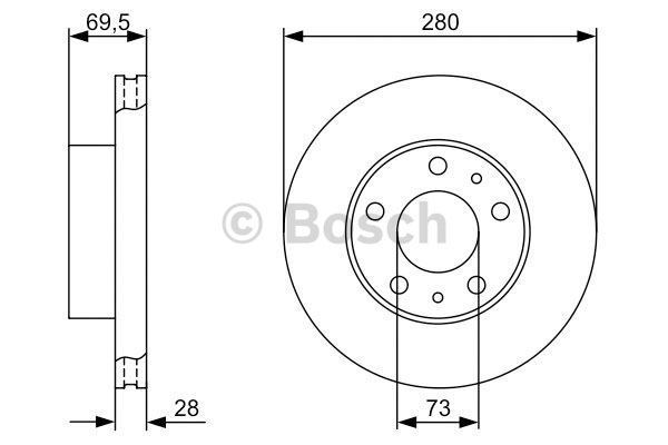 Bosch 986479313 Fren Diski Ön 14Q Ducato Iıı 2006 Sonrası / Boxer Iıı 06-