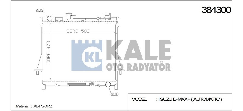Kale 384300 Radyatör Ford Dmax Automatıc Al-Pl-Brz 473X588X26