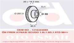 Valeo 186589 Fren Diski Ön Scudo 1996 Sonrası / 806 1994 Sonrası Expert I 1995 Sonrası / Jum